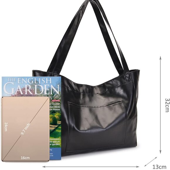 Large Shoulder Tote Women PU Leather Spacious Travel Work Hobo Bag - Picture 6 of 9